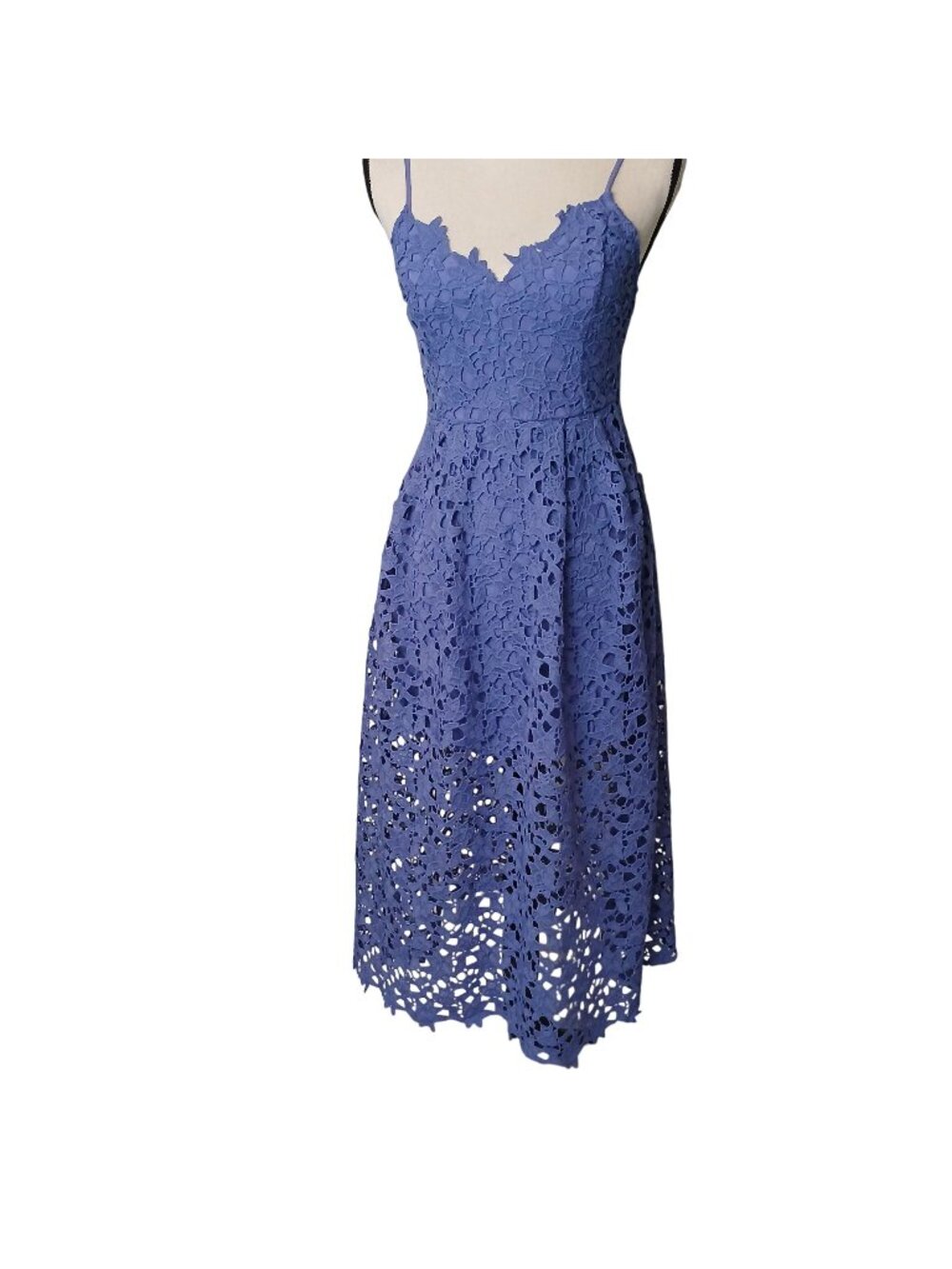 ASTR The Label Blue Lace Midi Dress Size Medium W/ Adj Straps Lined  #C-8